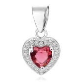 Pandantiv argint inima cu piatra rosie DiAmanti Z0760C_R-DIA